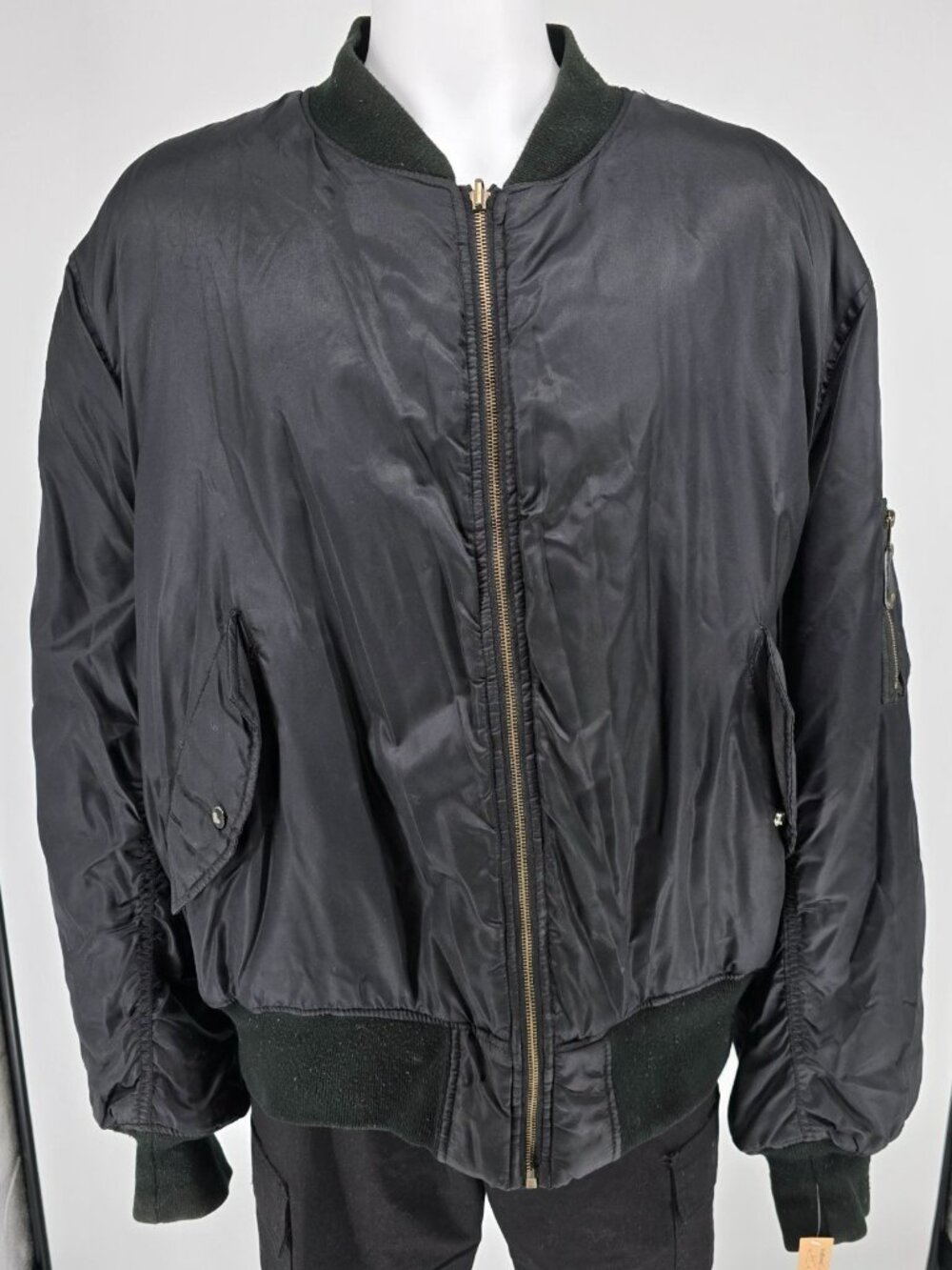 Vintage 1990s TRU-SPEC MA-1 Reversible Black/Orange Flight Bomber Jacket (3XL)